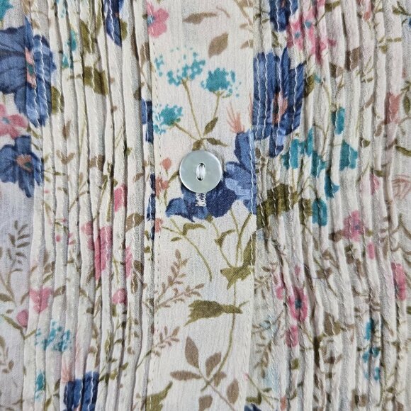 Ralph Lauren Polo Jeans Company 100% Silk Cream Floral Button-Up Shirt Fairycore - Picture 5 of 9